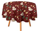 Cartoon Snowman Tablecloth Round Kitchen Dining for Table Cover Decor Home - $15.99+