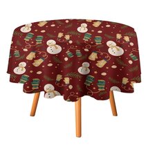 Cartoon Snowman Tablecloth Round Kitchen Dining for Table Cover Decor Home - £12.75 GBP+