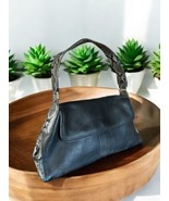 Vtg Kenneth Cole NY Handbag Black Pebbled Leather Shoulder Bag Gray Snak... - $701.65 MXN