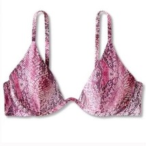 Shade &amp; Shore Pink Snake Print Bikini Swim Top Underwire Bra Removable Pads - $19.87