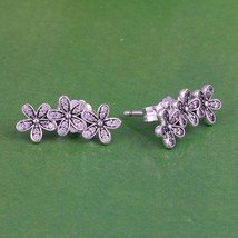 925 Sterling Silver Dazzling Daisies with Clear CZ Stud Earrings - $17.88