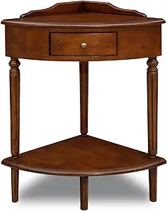 9016 One Corner Accent Table With Drawer And Lower Display Shelf, Pecan - £215.56 GBP