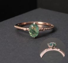 Natural Moss Agate Ring Engagement Ring 925 Sterling Silver Handmade Ring - £49.56 GBP