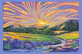 30&quot; X 44&quot; Panel Enchanted Dreamscapes Sunset Scenic Cotton Fabric Panel D477.65 - £10.46 GBP