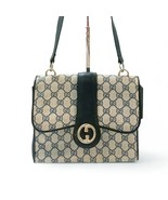 GUCCI Vintage Shoulder Bag Tote Purse GG Supreme PVC Leather Navy Authentic - $492.36 CAD