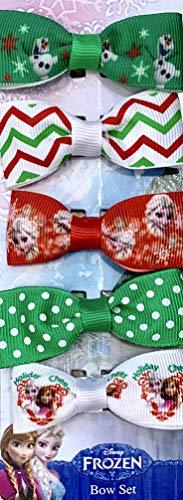 Disney Frozen Christmas 5 Pack Hair Barrette Bow Set For Girls - $3.99