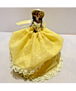 Antique China Hat Brush/ Half Doll 2 3/4 in. Germany Yellow Dress - $25.26 CAD