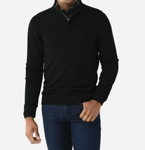 Mizzen + Main preston merino quarter-zip sweater in BLACK SOLID - £122.59 GBP