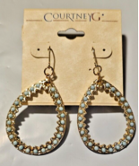 Courtney G. French Wire Dangle Earrings Gold Tone W Light Blue Encrusted... - $262.36 MXN