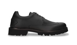 Zapatos derby hombre veganos en Corn Leather negro planos suela gruesa c... - $138.70