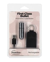 First Class Mini Rechargeable Bullet W/crystal 9 Functions Silver - £22.48 GBP