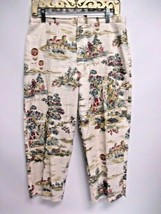 Parisian Print Cropped Capri Pants Wildlife Sportswear Size Medium - $16.34