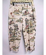 Parisian Print Cropped Capri Pants Wildlife Sportswear Size Medium - £13.09 GBP