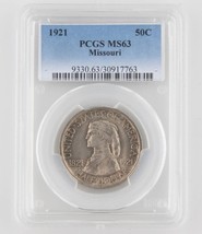 1921 50¢ Missouri Silver Commemorative Graded by PCGS as MS-63! Low Mintage! - £747.82 GBP