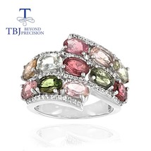 LuxuryTourmaline rings brazil multi-color natural gemstones  925 sterling silver - £123.74 GBP