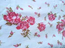 Wonderful Vintage Stevens Utica Pink Rose &amp; Rosebud Queen Flat Sheet 108&quot; by 81&quot; - £22.03 GBP