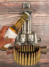 Western Cowboy Dual Pistol Guns And Bullets Wall Bottle Cap Opener With Catcher - £25.57 GBP