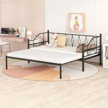 Twin Size Metal Daybed with Trundle, Daybed with Slat No Box required Black - £158.61 GBP