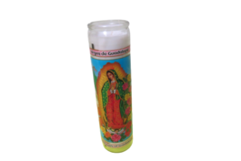 Virgen De Guadalupe Prayer Candle Our Lady Of Guadalupe White Glass  7 O... - £10.85 GBP