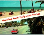 Dual View Banner Greetings Hollywood Florida FL UNP Unused Chrome Postca... - $3.91