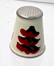 Vintage Austria Hand Enameled Thimble Christmas tree &amp; Candle w orig Tag - $18.32