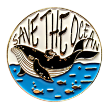 Whale Pin Badge Save The Ocean Humpback Whale Enamel Brooch Pin Badge Jewellery - £4.00 GBP