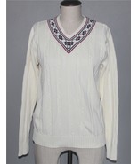 VTG Tommy Hilfiger V-Neck Cable Knit Long Sleeves Pullover Sweater Wm&#39;s ... - $50.59 CAD