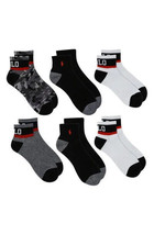 Polo Ralph Lauren 6-Pack Classic Sport Ankle Socks Black Grey White Camo... - $34.64
