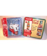 Coca Cola NEW 2 Coke Puzzles Tins Bottle Shape 500 pc &amp; Polar Bear 1000 pc - $51.43