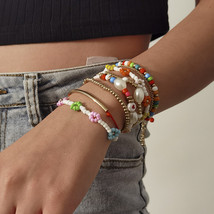 DIEZI Ethnic Multilayer Multicolor Acrylic Beads Bracelets For Women Handmade Fl - £10.79 GBP