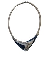 Enamel Blue/Silver Vintage 1970s Snake Chain Necklace Choker/Collar - €17,11 EUR