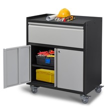 Rolling Tool Storage Cabinet With 2 Doors &amp;1 Drawer &amp; Wheels For Garage ... - £185.28 GBP