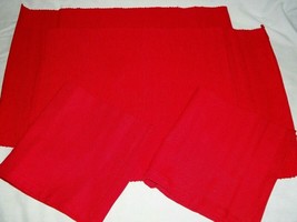 Red Holiday Place Mats Napkin Set 4 Ribbed Cotton Woven Kitchen Table Ch... - $29.99
