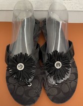 Coach Womens Suki Fringe Flower Thong Flip Flop Sandals A8382 Black Size... - $33.24
