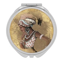 African Woman Portrait Profile : Gift Compact Mirror Ethnic Art Black Culture Et - £10.44 GBP