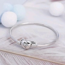 2021 Mother&#39;s Day 925 Sterling Silver Moments Winged Heart Bangle Bracelet - £22.29 GBP+
