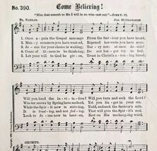 1883 Gospel Hymn Come Believing Sheet Music Victorian Religious ADBN1hhh - $17.36 CAD