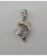 CHARM ONLY 18KGP ONE CLEAR STONE SET IN JUMPING DOLPHIN PIECE SILVER COL... - £8.02 GBP