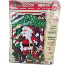 Dimensions FeltWorks Banner Felt Applique 8106 Merry Christmas Santa Sequin 2001 - $26.73