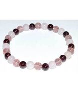 6mm Rose Qtz, Strawberry Qtz &amp; Garnet bracelet - $13.43