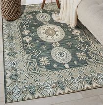 EORC LLC, IE409GN6X9 Hand Knotted Wool Khotan Rug, 6&#39; x 9&#39;, Green Area Rug - £551.15 GBP