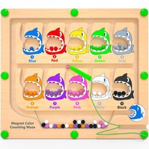 Magnetic Color &amp; Number Maze, Montessori Counting Matching Toys, Wooden Magnet M - £29.70 GBP
