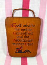 Neat Vintage 1960&#39;s Humorous German Language Drinking Man Wooden Bar Wall Plaque - £9.32 GBP