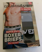 Three QuickSilver boxer briefs Size Large Fly Front Black Blue &amp; Blue print - $19.75