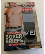 Three QuickSilver boxer briefs Size Large Fly Front Black Blue &amp; Blue print - $19.75