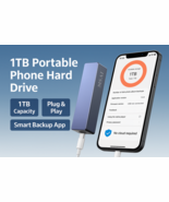 1TB Portable Hard Drive for iPhone &amp; Android  Plug &amp; Play Smart Backup S... - $818.43 MXN