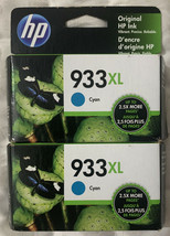 HP 933XL Cyan Ink Twin Pack 2 X CN054AN Genuine Sealed Retail Boxes Free Ship - £17.38 GBP