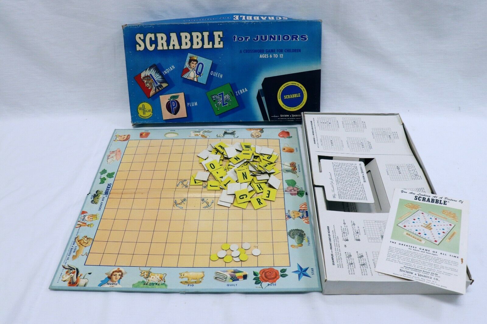 Primary image for ORIGINAL Vintage 1958 Selchow + Righter Scrabble for Juniors Board Game