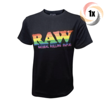 1x Shirt Raw Rainbow Logo Design Black Comfy T Shirt | L | 100% Cotton - £33.99 GBP