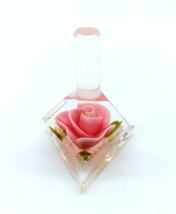 Vtg Bircraft Acrylic Pink Rose Ring Jewelry Holder Stand Dresser Vanity Accessor - £11.62 GBP